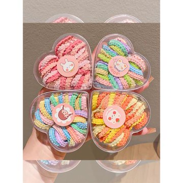 兒童皮筋不傷發彩色盒裝花邊橡皮筋女童高彈力扎頭發發圈寶寶頭繩