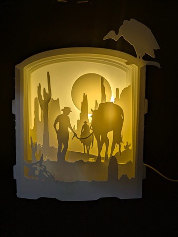 荒野西部與牛仔 紙雕燈