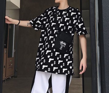 FINDSENSE H1 2018 夏季 新款個性印花 高端 寬鬆百搭 情侶款  T恤 男女短袖  潮 時尚 上衣 男