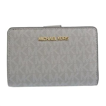 【Michael Kors】防刮皮革釦式滿版中夾-灰