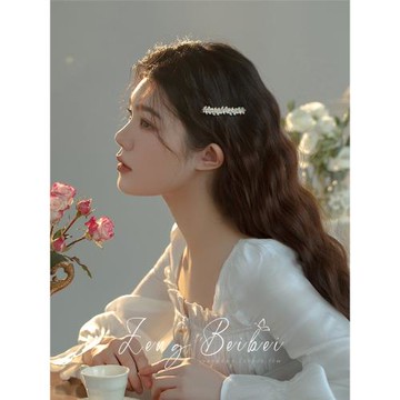 南枝~仙氣森系發夾側邊高級劉海夾邊夾 仙女氣質鴨嘴夾發卡子頭飾