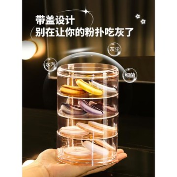 kaman粉撲收納盒透明防塵旋轉化妝品氣墊盒多層卸妝棉美妝蛋架子