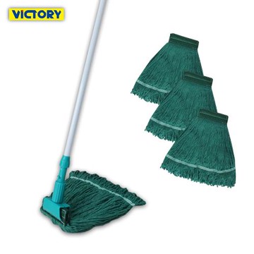 VICTORY-業務用加長桿虎夾式替換拖把(1拖3替換布)#1025112