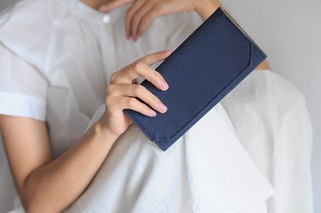 普魯士藍 帆布紙長夾-超輕量/皮夾/長銀包/可水洗紙錢包 10層卡夾