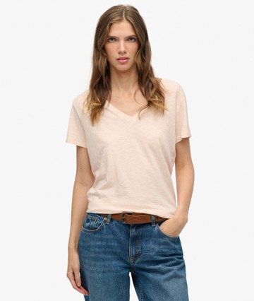 Superdry Women's Studios Slub Embroidered Tee Pink Size: 8