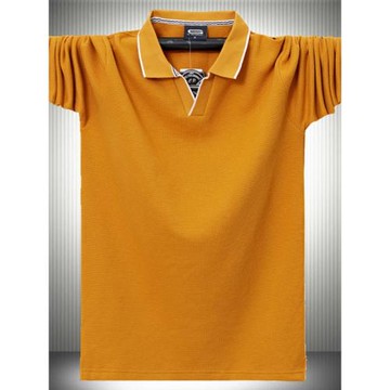 2025新款春秋裝華夫格長袖t恤男翻領加肥加大碼寬松肥佬棉打底衫