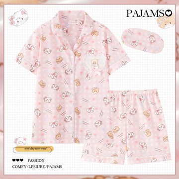 mikko睡衣女夏季2024年新款純棉短袖夏天薄款卡通可愛家居服套裝