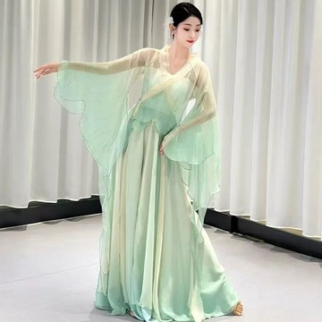 古典舞表演服 民族舞表演服 古典舞演出服 蝴蝶舞蹈身韻飄逸練功漸變紗衣 中國古風仙氣表演套裝 古典舞蹈服 黑色表演服 古