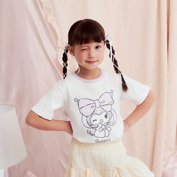 CACO-酷洛米撞領落肩上衣‧親子款-童【J3SA060】