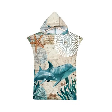 Vanibaby 連帽浴巾衣  75*110cm  超細纖維  吸水/便攜/快乾  海豚  1個