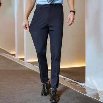 男士彈力西褲免燙直筒褲黑色長褲修身工作褲休閑女士九分褲小腳褲