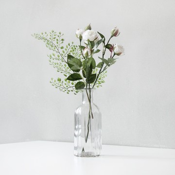 Blooming&me bloom 波浪透明玻璃花瓶人造花組 白色  1個