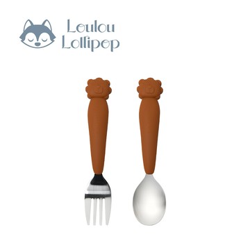 Loulou Lollipop - 動物造型 兒童304不鏽鋼叉匙組-勇敢萊恩