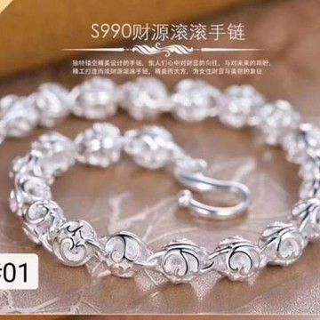 遇見~純銀990 財源滾滾手鍊 錢滾錢手鍊 純銀手鍊 含銀量比925銀高