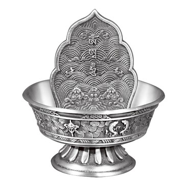 佛緣錫世珍品佛前家用供佛藏傳水陸供八吉祥雕花密宗五姓財神擺件