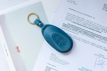 BENZ賓士汽車真皮燙金鑰匙套/C300/S350/GLC/W223/W206