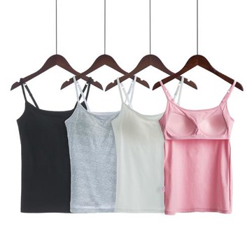 無鋼圈一體式帶胸墊春夏運動文胸內衣瑜伽打底衫小吊帶背心女