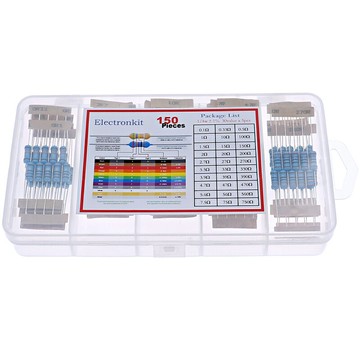 1W金屬膜電阻包五色環精度1%直插(0.1歐~750歐)(1K~820K)混裝盒裝