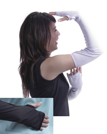 多且 排汗袖套  19016 抗紫外線排汗袖套  防曬手套 (黑/芥末綠色)