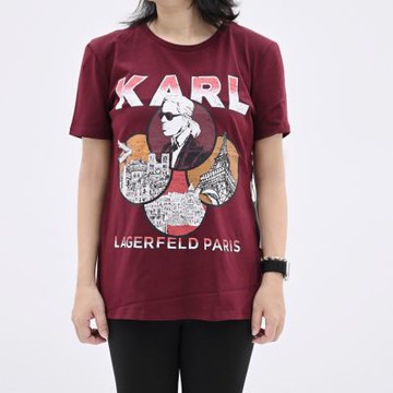KARL LAGERFELD 巴黎地標造型老佛爺棉質短T(酒紅)