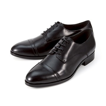 [男鞋系列] 全真皮簡約橫飾德比鞋 黑色
