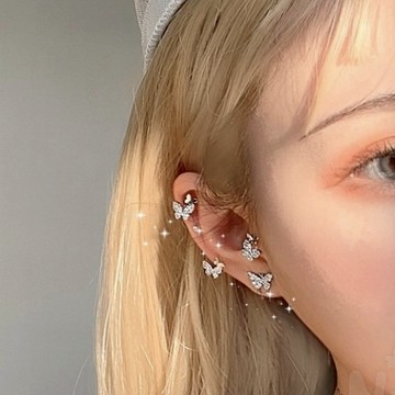 🔥現貨24H秒出🔥蝴蝶鑲鑽耳夾 無耳洞耳夾 耳骨夾 女生耳夾  氣質耳夾 韓系耳夾  耳骨飾品 免耳洞耳環 百搭耳夾
