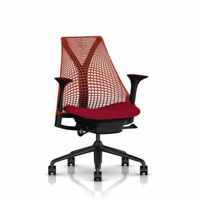 Herman Miller セイルチェア（SAYL）サスペンションミドルバック　高さ調節アーム付　ブラックベース/ブラックフレーム　背座オプションカラーバリエーション