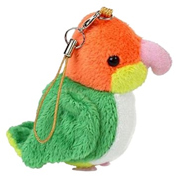 小鳥造型發聲手機吊飾 聚酯纖維 金屬 適合6歲以上兒童  白腹鸚哥  1個