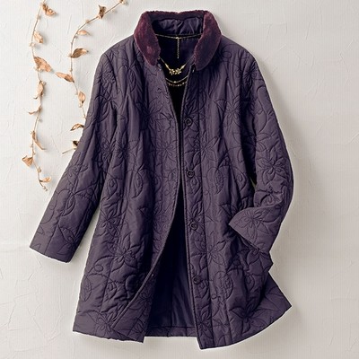 ベルーナ 花柄刺しゅう中わたジャケット ベージュ レディース 通販 Lineポイント最大get Lineショッピング