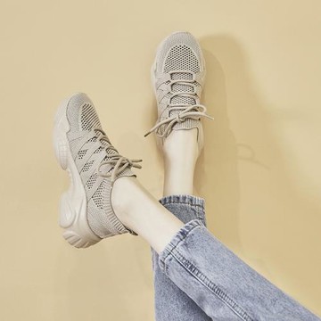 夏季網面透氣老爹鞋女2025新款春秋百搭ins網紅超火厚底運動鞋潮