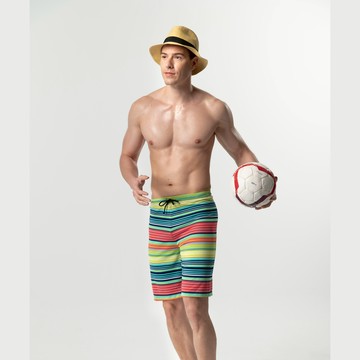 莫妮娜 台灣製 大男 彩虹海灘泳褲 -3L