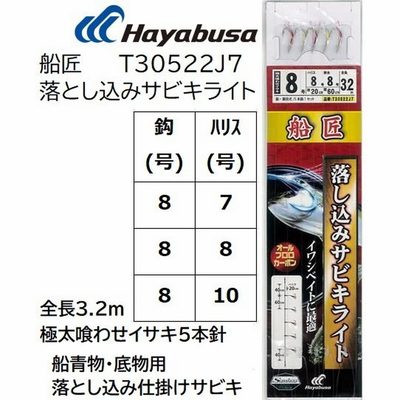 ハヤブサ Hayabusa 船匠 落とし込みサビキライト Tj7 8 7 8 8 8 10号 極太喰わせイサキ5本針 全長3 2m 青物 底物用船落し込みサビキ仕掛け 通販 Lineポイント最大0 5 Get Lineショッピング