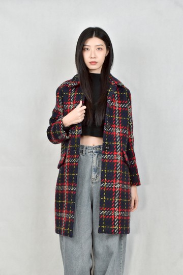 (S) miu miu藍色排釦大衣外套