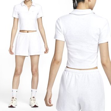 Nike As W Nsw Essntl Ss Polo Crp To 短袖 女款 白色 Polo衫 短版 DV7885-051