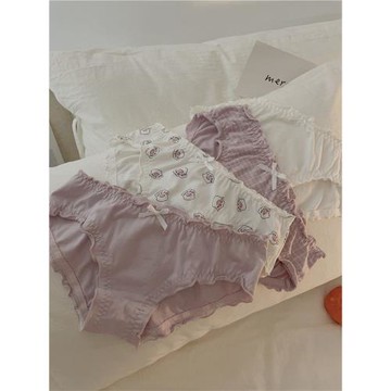 4條厚實純棉內褲女低腰純色可愛少女學生透氣三角褲2022秋冬新款