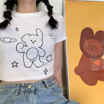 【純棉夏季純欲風】露肚臍上衣 露腰上衣 短款辣妹裝 露腰韓版T恤 短款上衣 純棉上衣 夏季上衣 露臍裝 短版上衣 韓版上