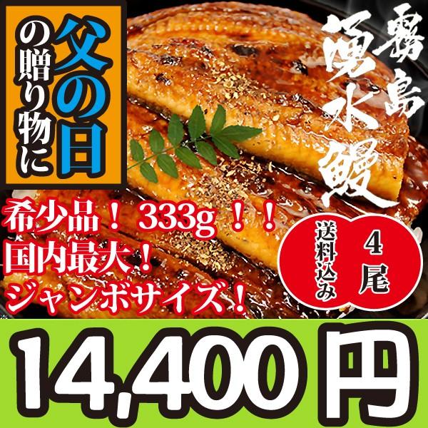 国産最大サイズ！山椒付き！333g山田水産が世界に誇る霧島湧水のうなぎの蒲焼き約333g 4本