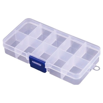 小麥購物 透明有蓋收納盒10格 隔片可拆 L2188  1個  透明色