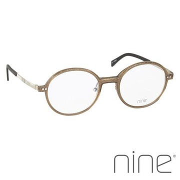 【nine】丹麥設計日本工藝純鈦 Toku系列格紋圓框光學眼鏡(透棕) - NI3010-3731