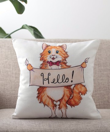 Jubilee 天然亞麻材質 抱枕套 柔軟觸感 擺姿勢貓咪款