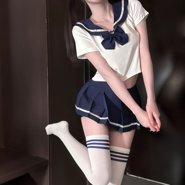 依美絲♦EMS 【❤︎初戀高校生❤︎】日系短版校園套裝 學生制服 短版水手服 蝴蝶結制服 制服套裝 角色扮演 百褶裙