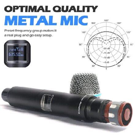 BOMGE uhf Metal Dual Handheld Wireless Microphones ＆ Systems for Karaoke,Singing, Meeting, Party, Church, DJ, Wedding, 200ft 240U