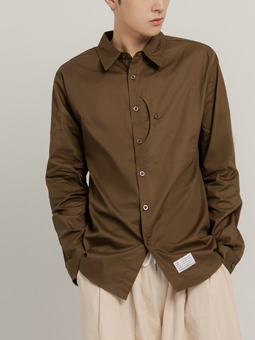 純棉工裝口袋設計長袖襯衫