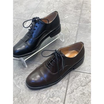 韓國東大門女鞋23春秋新款英倫圓頭系帶中性平底休閑單鞋小皮鞋女