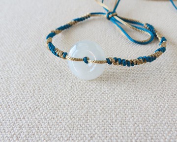 本命年【歲歲平安】平安扣翡翠絲光編織手鍊*SS15*招財、保平安