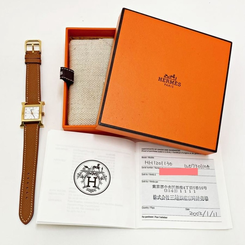 送料無料 中古 エルメス 時計 HERMES Hウォッチ HH1.201 ホワイト文字 