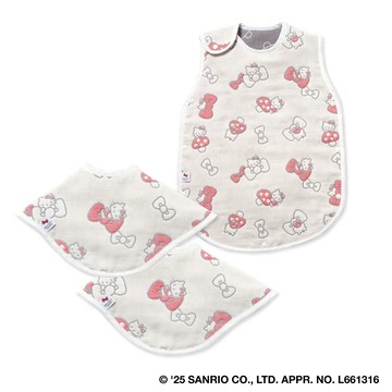 Hoppetta X 三麗鷗聯名 HELLO KITTY 六層紗圍兜防踢被組