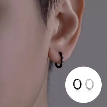 S925純銀光面圓形耳扣款耳環12MM   附馬卡收納盒 -黑色款