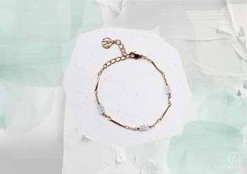 3月誕生石-Aquamarine海水藍寶魚子系列22K手鍊