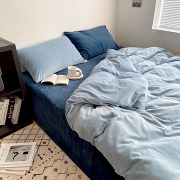 牛奶絨四件套純色冬季加絨加厚保暖學生宿舍單人三件套床單被套4